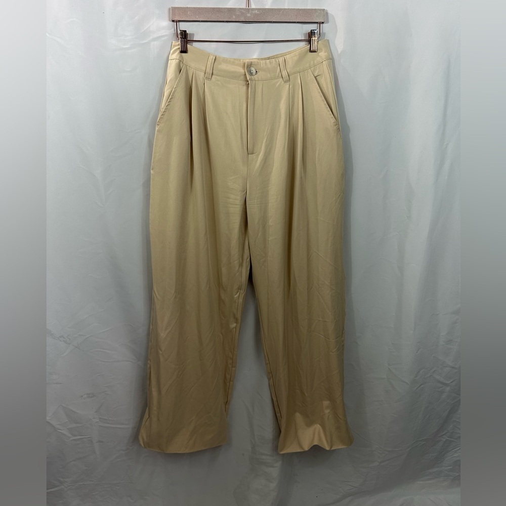 Contempo tan straight leg trousers size L